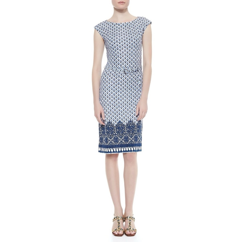 Tory Burch Jamie Cap Short Sleeve Sheath Floral Dress S A20